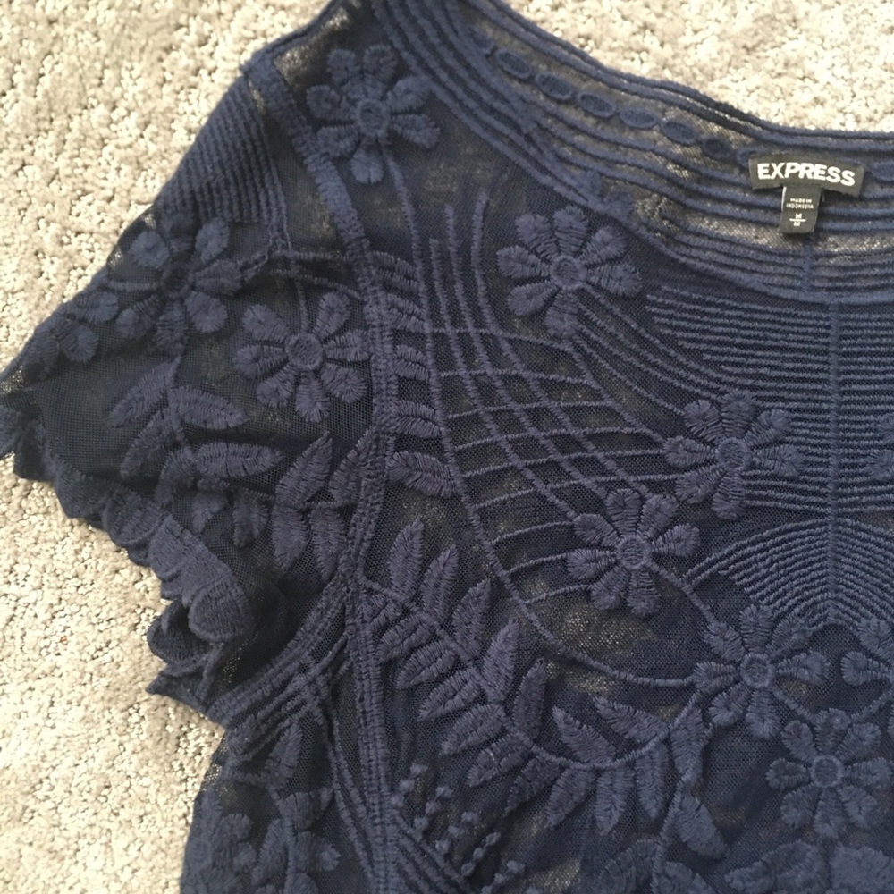 Express Sheer Navy Top - Size M